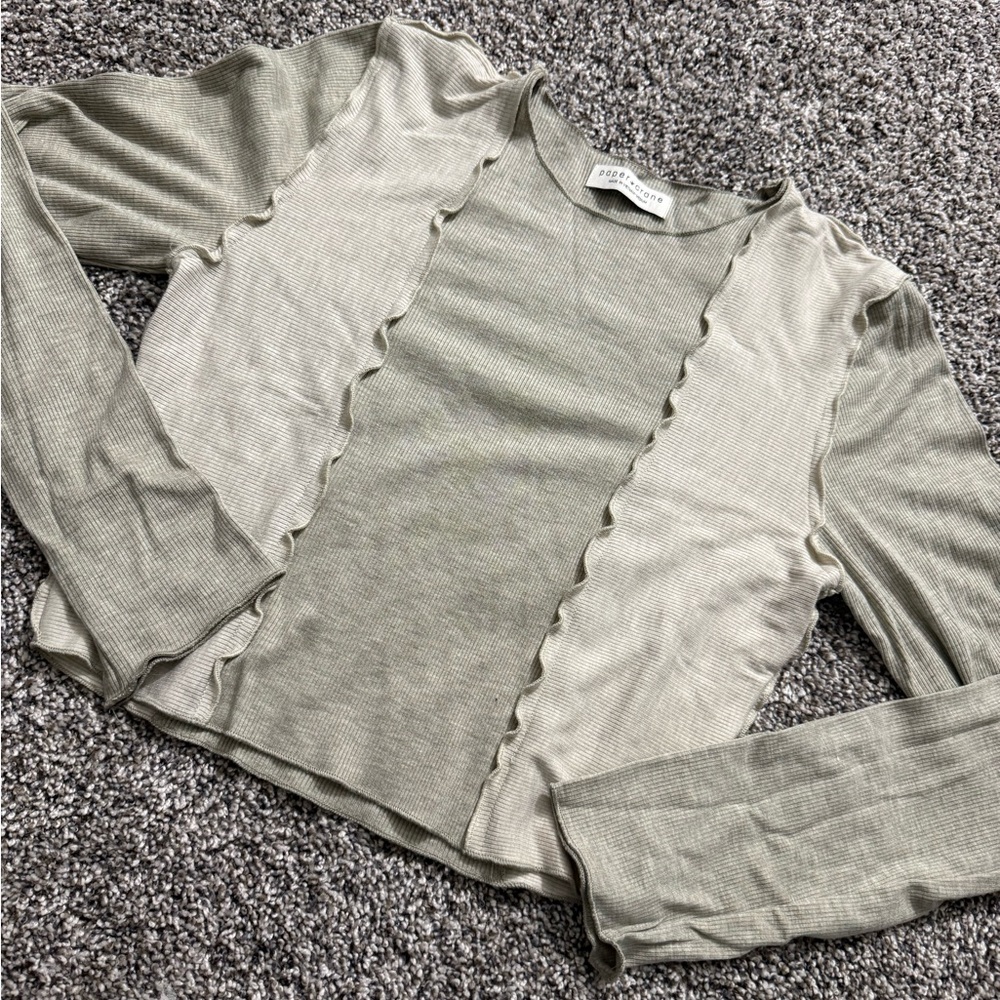 Paper Crane Light Olive Long Sleeve Top